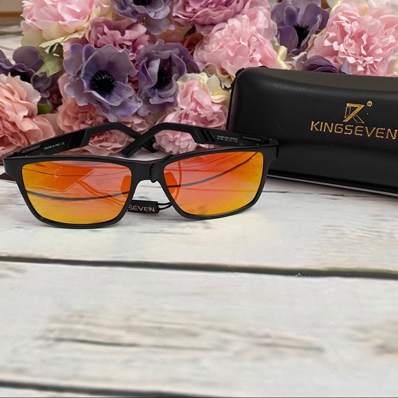 KINGSEVEN Red Mirrored Aluminum Polarized Sunglasses - Picture 6 of 14